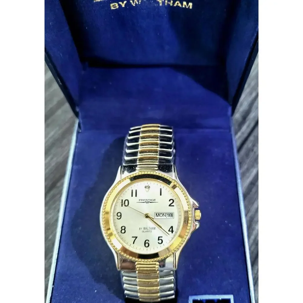 Rare‎ Vintage Waltham Prestige 80's Diamond Dial Men's Watch